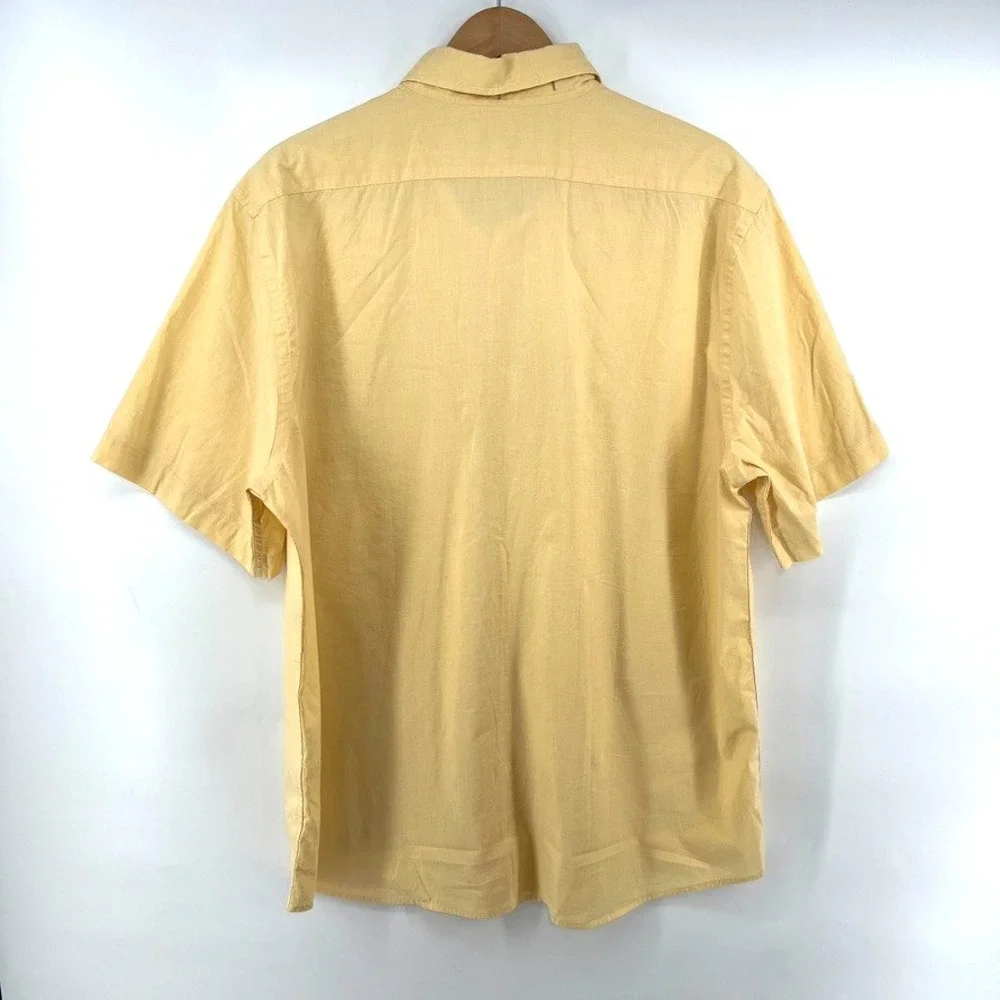 Banana Republic Shirt Men XL Tall Yellow Organic Cotton Slim Fit Beach Preppy